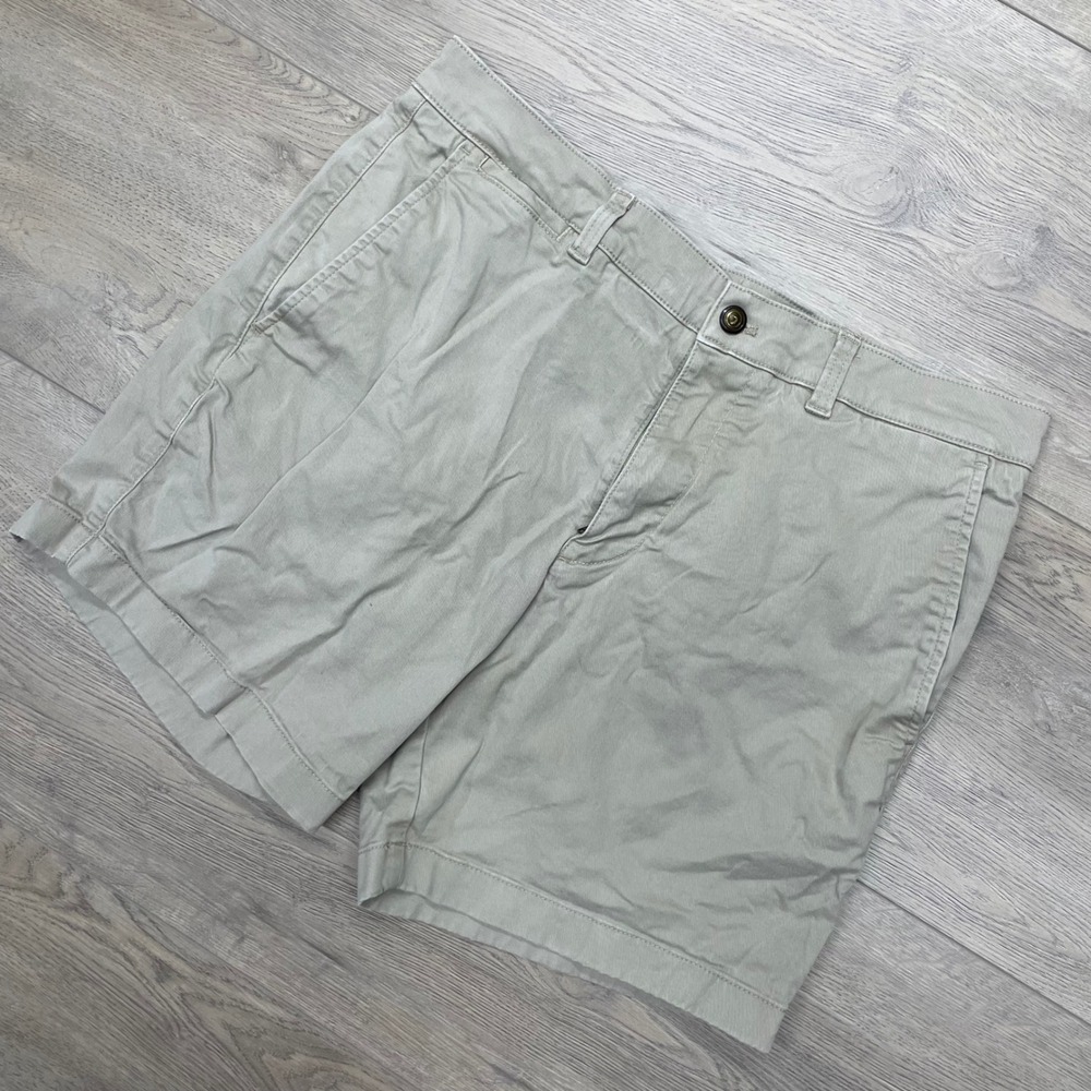 Duck Head Chino Shorts Mens 32 Tan Khaki Flat Front Cotton Twill Casual
